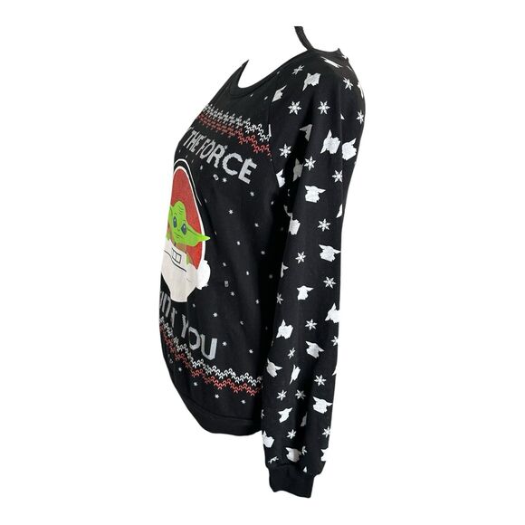 Star Wars women's size S‎ black Baby Yoda lighted holiday Christmas sweatshirt - Picture 4 of 13